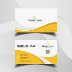 two yellow and white business cards