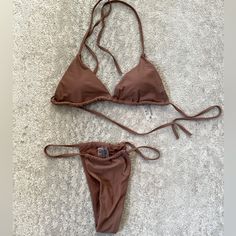 Never Worn Hot Brown Bikini Set Includes Top And Bottom Pet Free Smoke Free Home Questions Leave A Comment Summer Brown Swimwear With Tie-side Bottom, Brown Tie-side Bottom Swimwear For Summer, Summer Brown Tie-side Swimwear Bottom, Beachy Brown Swimwear For Beach Party, Brown Triangle Top Swimwear For Pool, Brown Swimwear For Summer, Brown Swimwear For Sunbathing In Summer, Brown Beachy Swimwear For Beach Season, Spring Beach Brown Swimwear