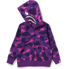 Product: 1I30-315-010 Bape Shark Hoodie, Bape Jacket, Bape Outfits, Double Hoodie, Bape Camo, Shark Hoodie, Hoodie Purple, 일본 패션