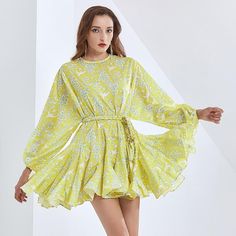 Brand Name: TWOTWINSTYLESilhouette: LOOSEOrigin: CN(Origin)Season: SummerNeckline: O-NeckSleeve Style: Lantern SleeveDecoration: SashesStyle: CasualDresses Length: Above Knee, MiniMaterial: COTTONMaterial: PolyesterAge: Ages 18-35 Years OldModel Number: TDR25179T08Sleeve Length(cm): FullWaistline: empirePattern Type: Print Flowy Tie-waist Mini Dress For Spring, Flowy Lantern Sleeve Summer Dresses, Flowy Tie Waist Mini Dress For Spring, Summer Flowy Lantern Sleeve Dresses, Casual Mini Dress With Lantern Sleeves For Spring, Flowy Lantern Sleeve Mini Dress For Summer, Flowy Mini Dress With Lantern Sleeves For Summer, Summer Flowy Mini Dress With Lantern Sleeves, Long Sleeve Summer Dress With Tie Waist