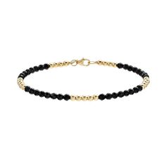 Add a touch of drama to your jewelry box with this onyx and 14k gold beaded bracelet. Click on this JEWELRY & WATCHES GUIDE to learn about fit, styles, materials and more! Add a touch of drama to your jewelry box with this onyx and 14k gold beaded bracelet. Click on this JEWELRY & WATCHES GUIDE to learn about fit, styles, materials and more! FEATURES Length: 7 in. Clasp: lobster-claw Metal: 14k gold Finish: polished Packaging: boxedSTONE DETAILS Stone type: onyx Total weight: 4.25 ct. Shape: rou Elegant Yellow Gold Bracelets With Black Beads, Elegant Yellow Gold Bracelet With Black Beads, Elegant Black Bracelets With Faceted Beads, Elegant Gemstone Beaded Bracelets For Formal Occasions, Elegant Formal Beaded Bracelets With Gemstone Beads, Elegant Formal Beaded Bracelets With Faceted Beads, Classic Gold Jewelry With Black Beads, Elegant Black Beaded Bracelets, Elegant Onyx Beaded Bracelets With Black Beads