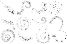 stars and swirls are arranged in the shape of letters that spell out love on a white background