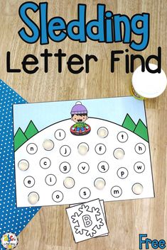 a close up of a sheet of paper with the words sledding letter find on it