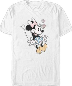 Spring Mickey Mouse Crew Neck T-shirt, White Minnie Mouse Graphic Tee, Mickey Mouse Crew Neck T-shirt For Spring, Spring Cotton T-shirt With Minnie Mouse, Spring Minnie Mouse Cotton T-shirt, Short Sleeve Minnie Mouse T-shirt For Spring, Minnie Mouse Short Sleeve T-shirt For Spring, Big & Tall, Minnie Mouse