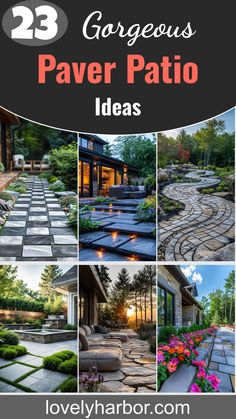 23 Gorgeous Paver Patio Ideas You Must See 12 X 12 Paver Patio Ideas, Barndo Patio, Block Patio Ideas, Pavers With Rocks In Between, Front Porch Pavers, Patio Paver Designs Layout, Patio Ideas Pavers, Backyard Paver Ideas, Pavers Patio Ideas