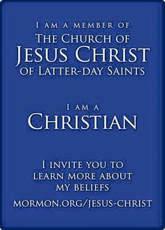 a blue card with the words i am a member of the church of jesus christ of latter - day saints