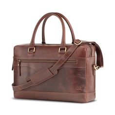 Classic Office Travel Bag With Leather Handles, Leather Briefcase With Luggage Sleeve For Daily Use, Formal Leather Weekender Bag With Leather Lining, Formal Leather Satchel Weekender Bag, Leather Business Laptop Satchel, Leather Satchel Laptop Bag For Business, Leather Briefcase For Office, Formal Travel Bag In Soft Leather, Modern Business Weekender Bag In Soft Leather