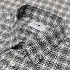 No Nationality Black L Classic Collared Flannel Shirt For Everyday, White Cotton Button-up Flannel Shirt, White Cotton Flannel Shirt With Button Closure, Classic Black Flannel Shirt, Classic Black Flannel Shirt With Buttons, White Button-up Flannel Shirt, Classic White Button-up Flannel Shirt, Valentino Shirt, Denim Flowers