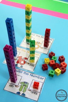 the building blocks are arranged on top of each other in order to help students learn numbers