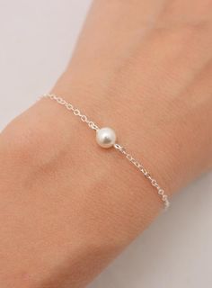 Single Tiny Pearl Bracelet, Sterling Silver Floating Pearl Minimalist Bridesmaid Bracelet 0319 Dainty Sterling Silver Pearl Bracelet, Minimalist Silver Round Pearl Bracelet, Minimalist Silver Pearl Bracelet, Minimalist Pearl Bracelet With Round Beads, Sterling Silver Pearl Bracelet Gift, Minimalist Sterling Silver Bracelets For Bridesmaids, Minimalist Sterling Silver Pearl Bracelet, Delicate Silver Pearl Bracelet, Hypoallergenic Sterling Silver Pearl Bracelet