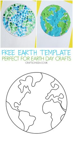 the earth is made out of paper and beads with text overlay that reads free earth template perfect for earth day crafts