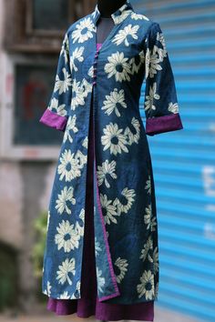 a stylish, contemporary, high-collared jacket compliments a rust dress within! they can be worn separately with different coordinates. you can style the jacke Couture Draping, Simple Suit, Stylish Kurta, Pakistani Suit, Anarkali Kurti, Kurta Design