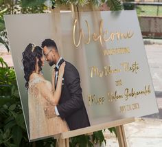 a welcome sign for a newly married couple