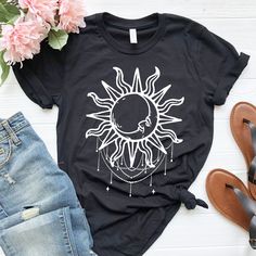 Get this design on different products here: Top Tank: https://www.etsy.com/listing/1022996218/draping-sun-and-moons-gypsies-top-tank Sweatshirt:https://www.etsy.com/listing/1022989522/draping-sun-and-moons-gypsies-sweatshirt Hoodie: https://www.etsy.com/listing/1022992908/draping-sun-and-moons-gypsies-hoodie Kids Shirt: https://www.etsy.com/listing/1036957639/draping-sun-and-moons-gypsies-kids-shirt This apparel that features an awesome design is perfect to wear at any occasion, birthday, mother Sun T Shirt, Festival Tshirt, Moon Tshirt, Birthday Mother, Hippie Shirt, Top Tank, Sun And Moon, Unisex Shorts, Sweatshirt Hoodie