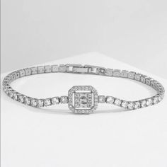 Brand New Women's Square Baguette Diamond Tennis Bracelet 14k White Gold Plated Sterling Silver Genuine 3ct Lab Created Princess Cut Diamonds Standard 7 Inch (Most Common Women's Size) Retail Price $350 Buy With Confidence From A Trusted Seller With A 99%+ Feedback Rating! A0285 (Id-453) Diamond Tennis Bracelet For Wedding, Silver Emerald Cut Diamond Bracelet For Wedding, Elegant Cubic Zirconia Bracelet With Diamond Cut, Formal Diamond Bracelet With Baguette Diamonds, Elegant Diamond Cut Cubic Zirconia Crystal Bracelet, Elegant Cubic Zirconia Crystal Bracelet With Diamond Cut, Wedding Silver Emerald Cut Diamond Bracelet, Classic Rectangular Tennis Bracelet With Brilliant Cut, Classic Rectangular Diamond Bracelet With Brilliant Cut