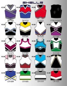 an image of cheer uniforms in different colors