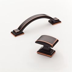 two black and copper handles on a white background