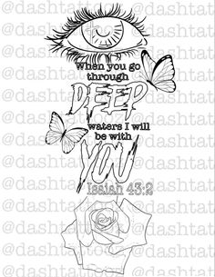 an image of the bible with butterflies and flowers on it, in black and white