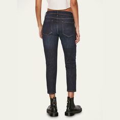 FRAME "Le Garcon" boyfriend jeans with medium stretch. Approx. 9" rise; 25" inseam; 12" leg opening. Mid-rise; sits high on the hip Five-pocket style Relaxed fit Cropped length  Button/zip fly; belt loops Cotton/polyester/spandex. Machine wash cold Made in USA of imported material. Luxury Medium Wash Straight Hem Cropped Jeans, Non-stretch Denim Blue Cropped Jeans, Non-stretch Denim Cropped Jeans With Pockets, Pull-on Cropped Denim Jeans, Cropped Boyfriend Jeans, Non-stretch Medium Wash Jeans With Button Closure, Bergdorf Goodman, Boyfriend Jeans, Polyester Spandex