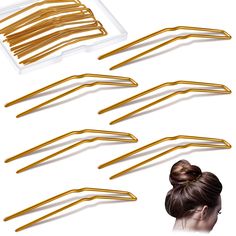 PRICES MAY VARY. Package includes: 24 Pieces ballet hairpins,12 black and 12 brown in sufficient quantity, convenient for your different needs, you can match different hair styles according to your preferences, make hair styles more delicate and firm Reliable material: the hair updo pin is made of spring steel, which has better elasticity and makes it simple to use; The surface is smooth and the U hairpins won't fade easily, you can apply them with confidence Reassuring Using Experience: the hai Hair Forks, U Shaped Hair, Beautiful Hairstyle, Bun Hair, Spring Steel, Hair Updo, Hair Decorations, Long Curly Hair, Long Curly