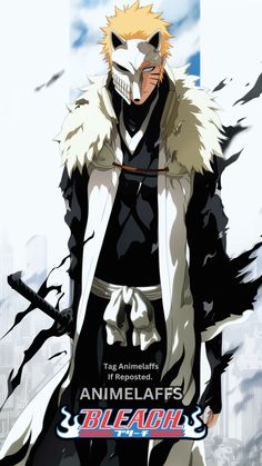 an anime character with white hair and black clothes, standing in front of the sky