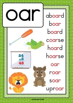 a poster with the words oar and animals on it's back side, in green polka dots