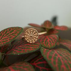 Unique 14K / 18K Solid Gold Ring for Woman, Dainty Mandala Yellow, White or Rose Gold Ring. Very light weight and delicate gold ring. The shape of the band is round and dainty with a round detailed floral coin on top. The simple shapes and complex pattern create a unique design that reflects lights and shadows in an endless movement. I like the light and shadows to bring life and soul into the gold. This ring is delicate and very comfortable to wear daily. Would make a great wedding or statement 14k Rose Gold Hallmarked Stackable Rings, Rose Gold Flower-shaped Promise Ring, Hallmarked 14k Rose Gold Flower Ring, 14k Rose Gold Yellow Gold Rings With Halo Setting, Rose Gold Flower Ring With Rose Cut Diamonds, Gold Flower Shaped Stackable Rings For Gifts, Gold Flower Stackable Rings As Gift, Gold Stackable Flower Rings For Gifts, Gold Flower Stackable Rings For Gifts