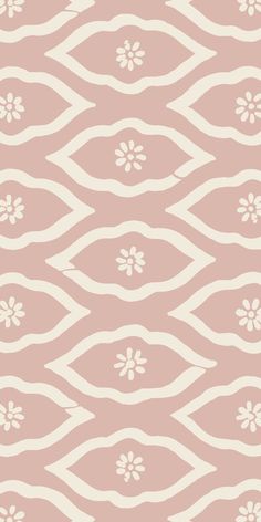 a pink and white wallpaper with flowers on it