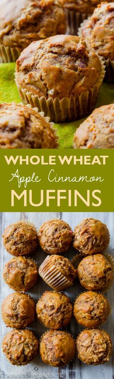 whole wheat apple cinnamon muffins with text overlay