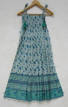 Sea Green Floral Printed Cotton Bohemian Long Women Maxi Dress Sleeve Less Strap Tassel Summer Maxi Dress Picnic Wear Printed Dress - Etsy Indian Print Dress, Dress Picnic, Cotton Voile Fabric, Dress Indian, Cotton Dress Summer, Maxi Robes, Women Maxi, Printed Dress, Maxi Dress With Sleeves