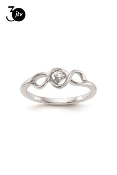 Rhodium over 14K white gold polished first promise ring with 0.04 cttw round diamond. Band width measures approximately 1/16". Round Diamond Band, Back Necklace, Diamond Alternatives, Pearl Gemstone, Gold Polish, Diamond Band, Diamond Bracelets, Types Of Rings, Turquoise Gemstone