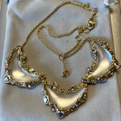 Handcrafted Bt New York-Based Artist Alexis Bittar. White Lucite And Gold With Crystals Alexis Bittar Jewelry, Alexis Bittar, Womens Jewelry Necklace, Jewelry Necklaces, White Gold, Necklaces, Women Jewelry, Crystals, Gold