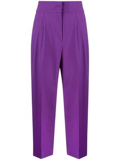 Purple Suits, Tapered Trousers, Plum Purple, Tapered Pants, Box Pleats, Tapered Legs, Bottoms Pants, Womens Bottoms, Fashion Branding