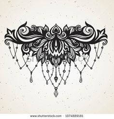 an ornate design with black and white colors on a beige background, suitable for use as a