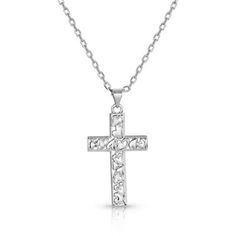 The Heartfelt Faith Cross Necklace is a new perspective on traditional cross jewelry. The silver tone pendant is a classic cross shape secured by an adjustable 18.5 inch silver tone chain. Within the center of the piece, a design featuring a brilliant silver tone and negative space hearts in various sizes fill the cross. Add this necklace to your collection as a fun way to show your love for your faith. Montana Armor protective coating 18.5" adjustable chain Cross Shape, Faith Cross, Tractor Supply, Cross Jewelry, Accessories Jewelry Necklace, Negative Space, New Perspective, Women Accessories Jewelry, Tractor