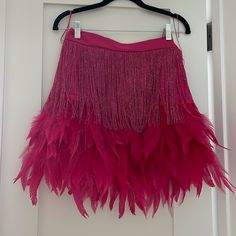 Pristine Conditions. Fucsia/ Pink Skirt With Feather Details. Nevwr Worn Birthday Dinner Party, Rose Skirt, Denim Skirt Women, Skirt Women, Pink Skirt, Denim Skirt, Pink Ladies, Womens Skirt, Skirt