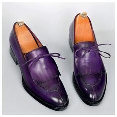 Product Description * Item :Mens PU Leather Pointed Toe Classic Wedding Tassel Business Dress Loafers Shoes * Condition: 100% Brand New * Color：Purple、Red、Blue * Package：1 pair shoes （Without accessories）   Please note: 1.If your feet are wide, please order size up. 2.The color maybe a little difference because of the light,screen reflection etc. 3.Due to photography lighting and differences in computer screens there will be a little chromatic aberration..Due to photography lighting and differen Shoes Fancy Men, Black Dress Shoes Men, Purple Black Dress, Shoes Fancy, Purple And Black Dress, Mens Black Dress Shoes, Banquet Wedding, Fringe Fashion, Dress Loafers