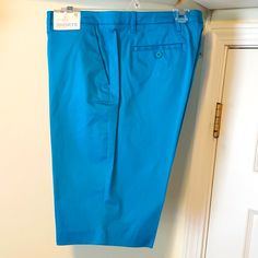 Nwt Ny & Co Bermuda Shorts Size 12 Color Teal/Turquoise Summer Stretch Shorts Blue Cotton Pants With Built-in Shorts, Fitted Blue Shorts, Blue Fitted Bottoms Short Length, Blue Cotton Shorts With Pockets, Casual Fitted Turquoise Pants, Fitted Turquoise Casual Pants, Blue Stretch Cotton Bottoms, Blue Cotton Bottoms For Spring, Casual Turquoise Short Bottoms