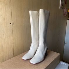 Alohas East Leather Knee High Boot Color- Ivory Size- Eu 37 (Us Size 6.5) 100% Leather Heel Height 7.5cm Calf Circumference 36cm Super Comfortable But I Just Don’t Wear Heels Often So I Never Go For These Retail $370 Knee High Leather Boots, White Boots, Color Ivory, Just Don, Shoes Heels Boots, Cream White, Leather Heels, Knee High Boots, Shoes Women Heels