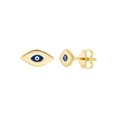 Mati Earrings - Alexis Jae Jewelry Yellow Gold Evil Eye Earrings For Gift, Everyday Earrings Studs, Earrings Real, Earring Hole, Dance Jewelry, Evil Eye Earrings, Solid Gold Earrings, Birthstone Gifts, Eye Earrings