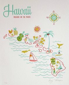 a piece of paper with an image of hawaii on it and the words hawaii