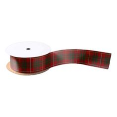 a roll of red and green plaid ribbon