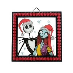 a frame with a cartoon character and a skeleton on it