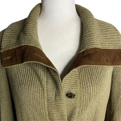 Lauren Ralph Lauren Cardigan Sweater M Green Brown Button Up Pockets Elbow PatchGood conditionLight discoloration spot on the backChest: 18.5" laying flatSleeves: 28"Length: 27" shoulder to hem100% CottonMade in China Spring Brown Sweater With Buttons, Ralph Lauren Fitted Sweater For Fall, Fitted Ralph Lauren Sweater For Fall, Ralph Lauren Fall Sweater, Ralph Lauren Beige Outerwear For Fall, Fitted Ralph Lauren Classic Cardigan, Classic Ralph Lauren Cardigan For Winter, Ralph Lauren Fall Outerwear With Buttons, Classic Fitted Ralph Lauren Cardigan