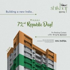 an advertisement for a building in india with the words happy republic day written on it