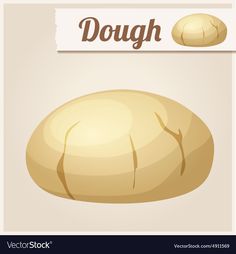 the word dough is written in front of a loaf of bread on a white background