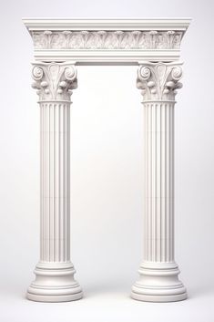 two white pillars with carvings on each one