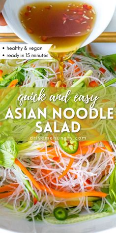 Cold Rice Noodle Salad Recipes, Asian Salad With Rice Noodles, Rice Noodles Salad Cold, Cold Asian Chicken Noodle Salad, No Cook Noodle Salad, Vietnamese Cold Noodle Salad, Clear Noodle Salad, Vermicelli Salad Vietnamese, Korean Cold Noodle Salad