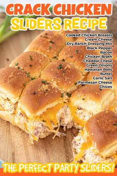 Shredded Chicken Sandwiches, Stuffed Chicken Breast Cream Cheese, Sliders Recipes Chicken, Cream Cheese Sandwiches, Slider Sandwiches, Summer Food Party, Chicken Sliders, Chicken Sandwich Recipes, Chicken Bacon Ranch