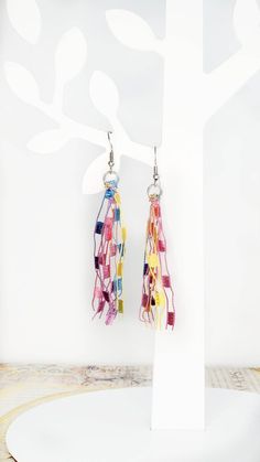 Pastel Rainbow Tassel earrings, Boho Earrings, Lightweight earrings, Festival Earrings, Pride Accessories, Rainbow Jewelry, Easter Earrings Rainbow Fringe Earrings As Gift, Rainbow Tassel Earrings For Gifts, Rainbow Dangle Tassel Earrings Gift, Colorful Dangle Tassel Earrings Gift, Rainbow Tassel Dangle Earrings, Rainbow Fringe Dangle Earrings, Rainbow Dangle Tassel Earrings, Rainbow Dangle Earrings With Fringe, Multicolor Fringe Dangle Earrings